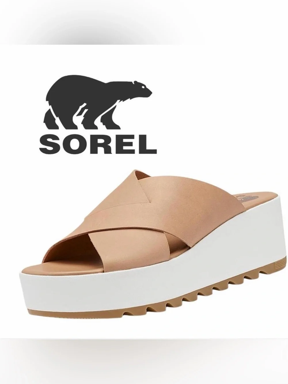 Sorel Cameron Flatform Mule Sandal Leather Size 7.5